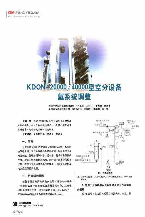 KDON2000040000型空分设备氩系统调整
