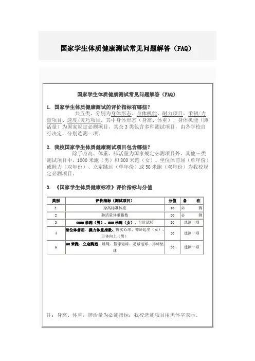 国家学生体质健康测试常见问题解答