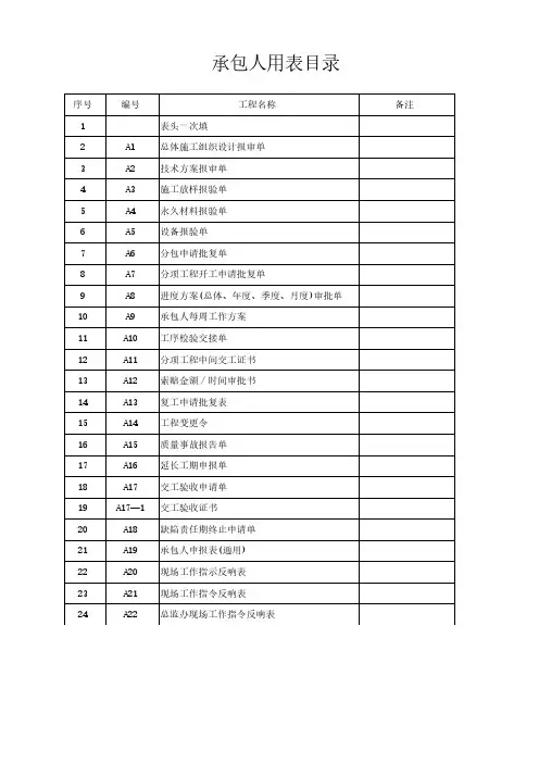 高速公路项目施工表格(PDF版)