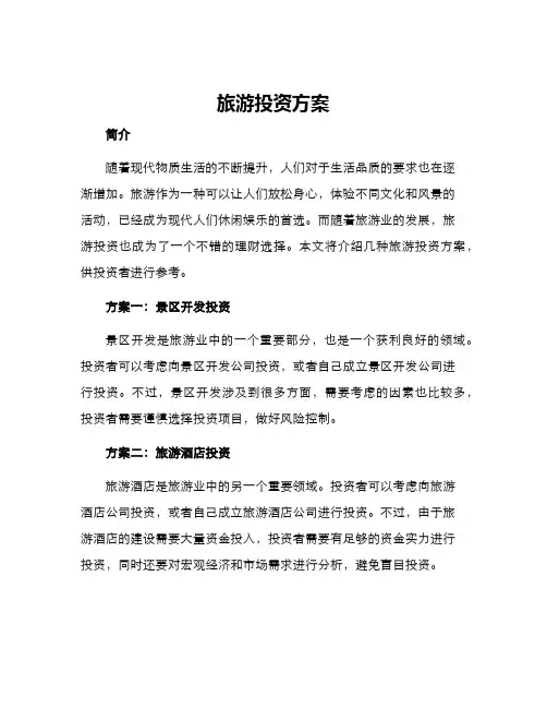 旅游投资方案