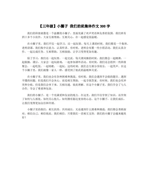 【三年级】小圈子 我们的班集体作文300字