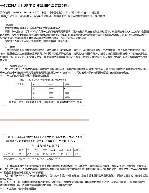 一起220kV变电站主变套管油色谱异常分析