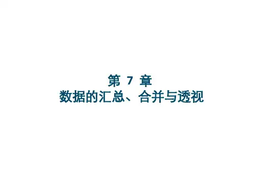 EXCEL2016数据处理与分析第07章  数据的汇总、合并与透视