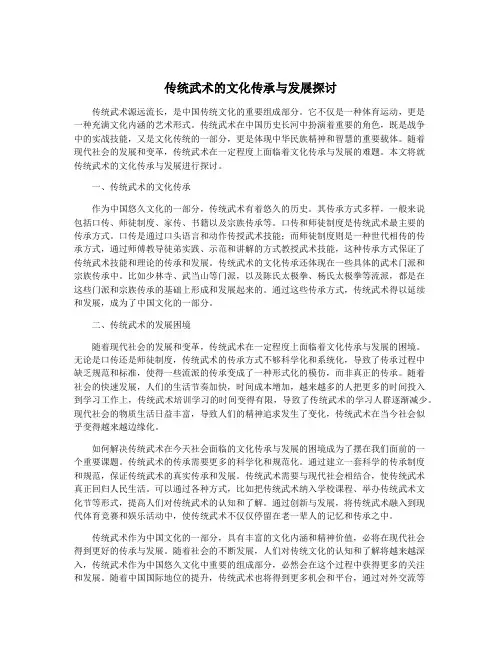 传统武术的文化传承与发展探讨