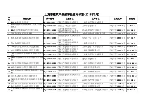 上海市建筑产品推荐性应用标准(2011年5月)