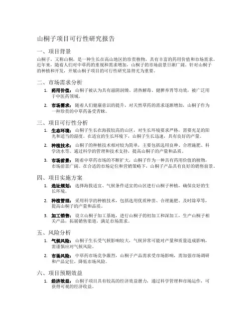 山桐子项目可行性研究报告