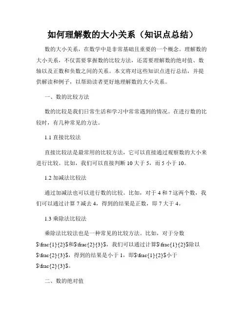 如何理解数的大小关系(知识点总结)