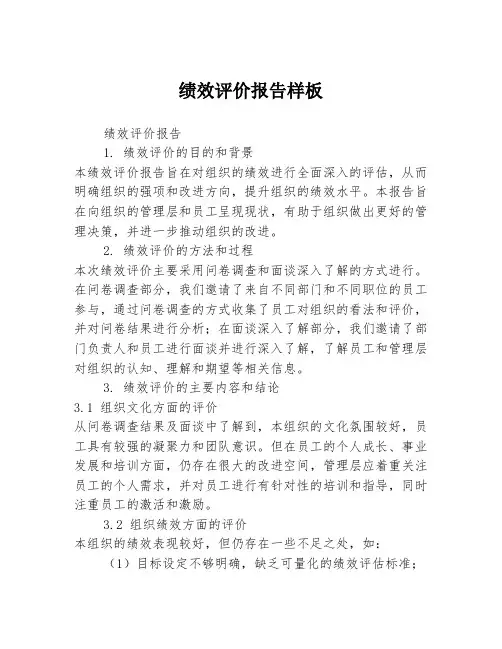 绩效评价报告样板