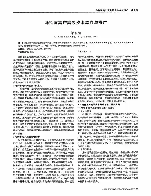 马铃薯高产高效技术集成与推广