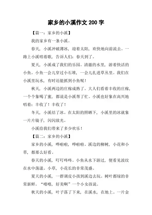 家乡的小溪作文200字