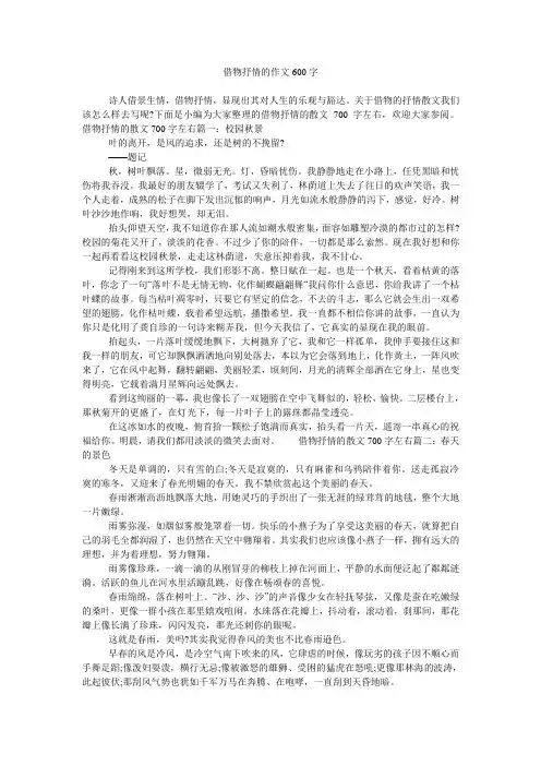 借物抒情的作文600字