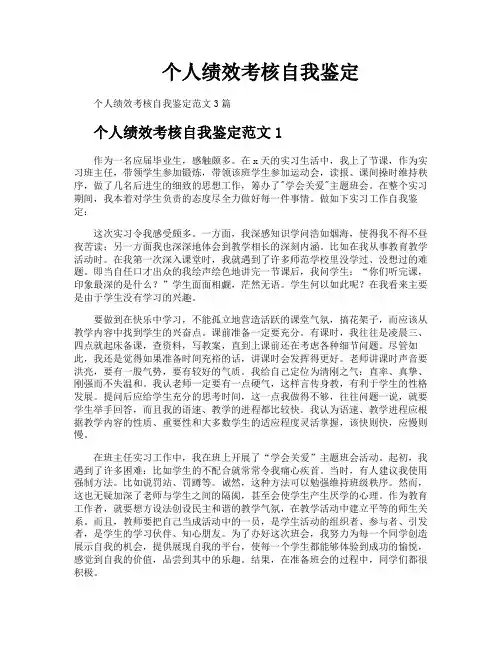 个人绩效考核自我鉴定