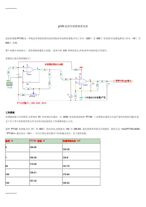 [整理]pt100温度传感器测量电路.