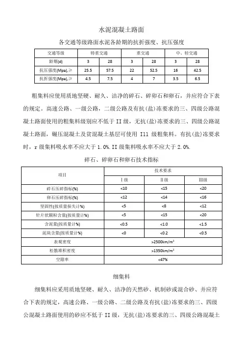 水泥混凝土路面集料指标