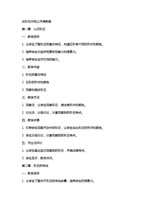 应彩云中班公开课教案