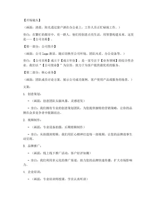 宣传公司短视频文案策划