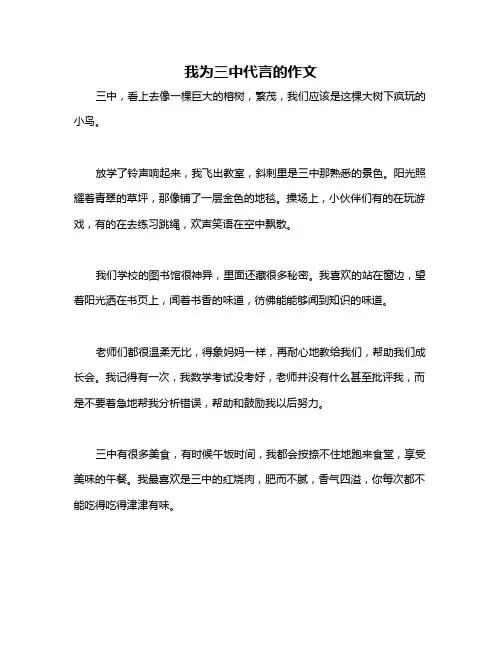 我为三中代言的作文