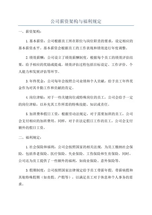 公司薪资架构与福利规定
