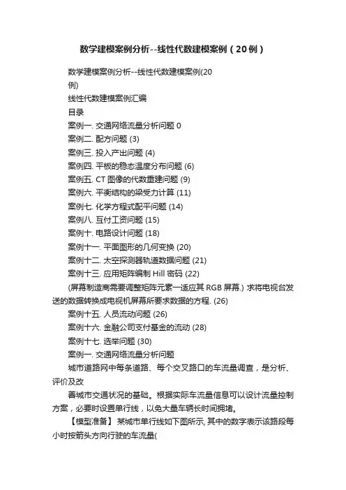 数学建模案例分析--线性代数建模案例（20例）