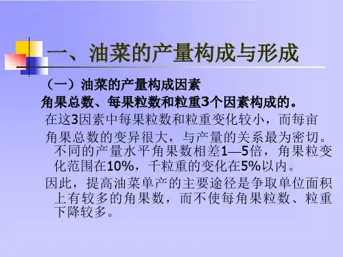 油菜的产量形成与品质