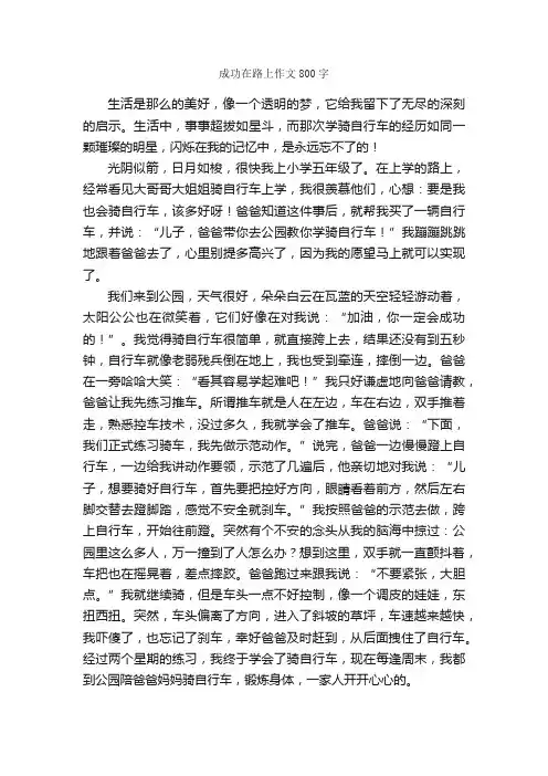 成功在路上作文800字_小学五年级作文_