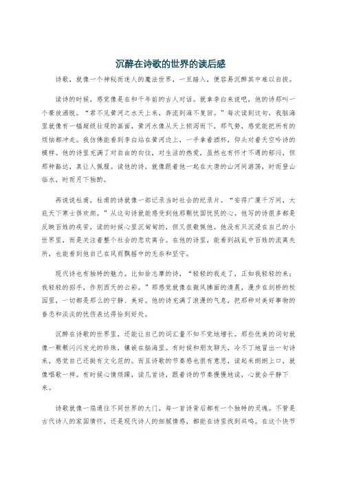 沉醉在诗歌的世界的读后感