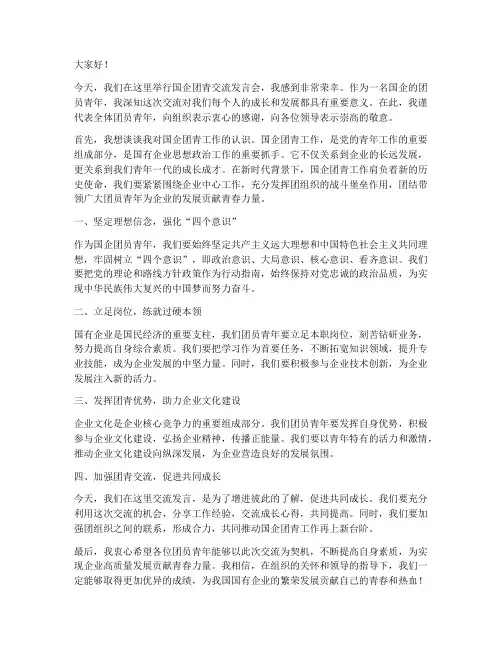 国企团青交流发言稿