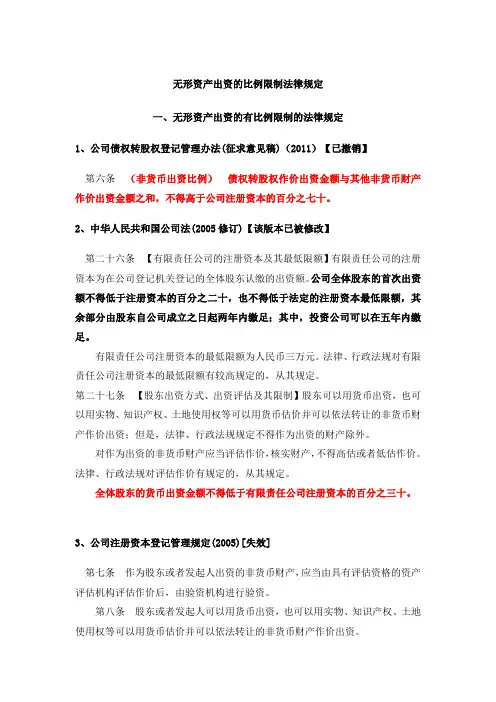 2019年-无形资产出资的比例限制法律规定