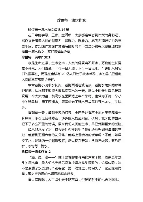 珍惜每一滴水作文集锦14篇