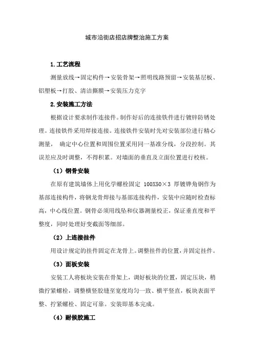 城市沿街店招店牌整治施工方案