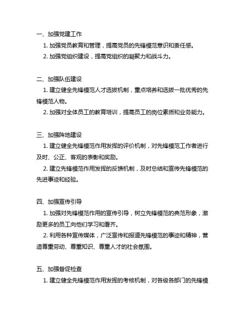 发挥先锋模范作用方面的整改措施