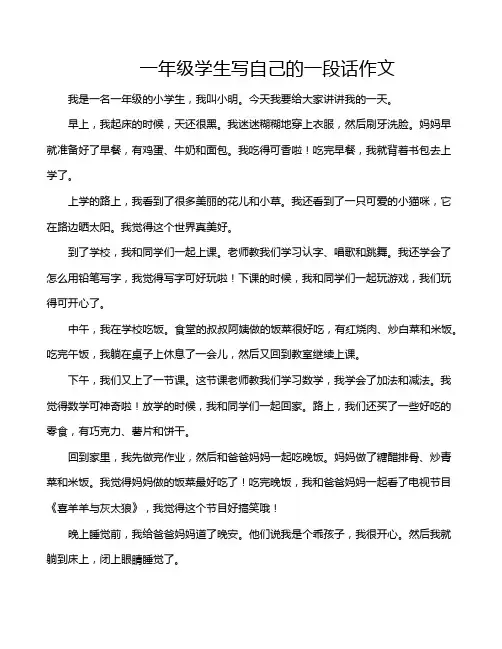 一年级学生写自己的一段话作文