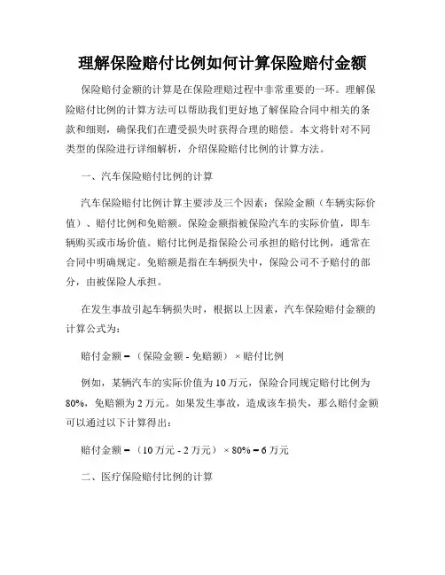 理解保险赔付比例如何计算保险赔付金额