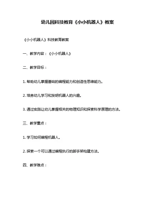 幼儿园科技教育《小小机器人》教案