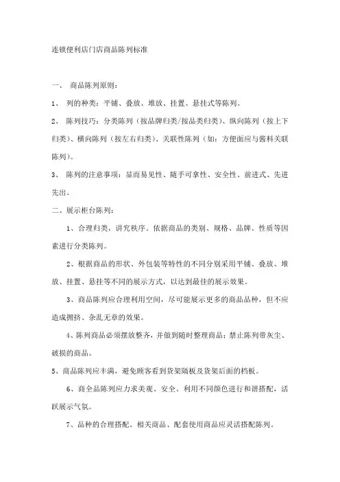 连锁便利店门店商品陈列标准