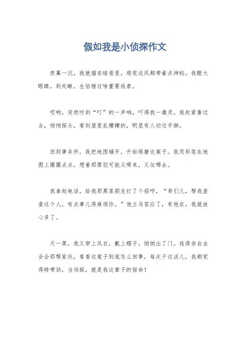 假如我是小侦探作文