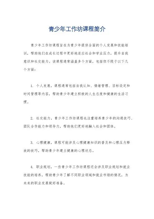 青少年工作坊课程简介