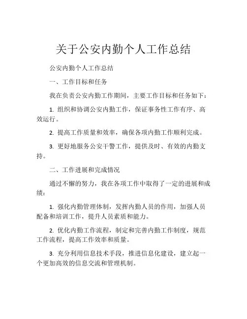 关于公安内勤个人工作总结