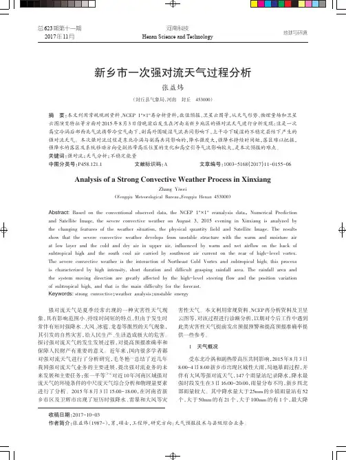 新乡市一次强对流天气过程分析
