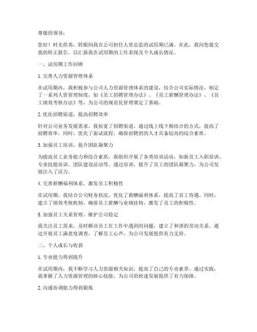 人资总监转正报告