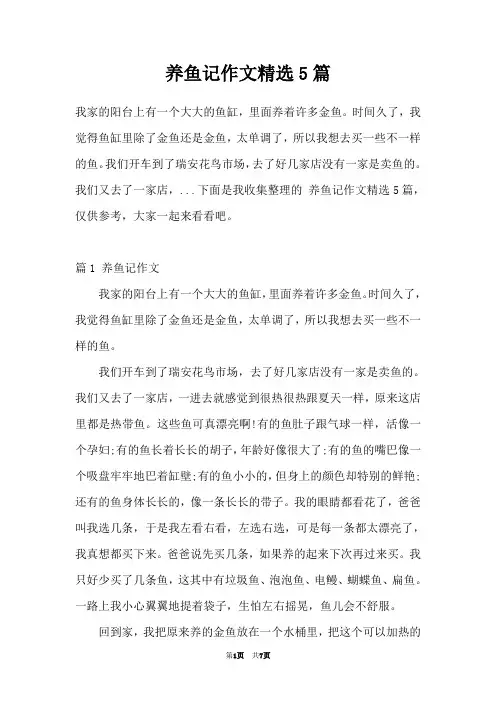 养鱼记作文精选5篇
