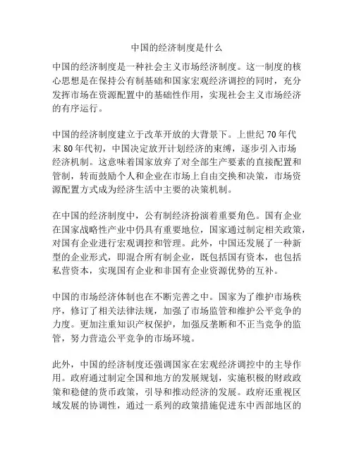 中国的经济制度是什么