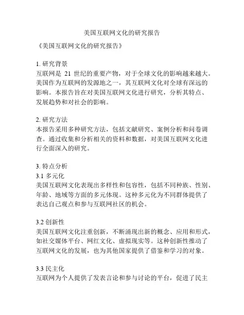 美国互联网文化的研究报告