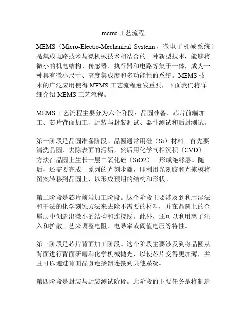 mems 工艺流程