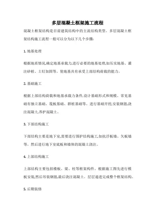 多层混凝土框架施工流程