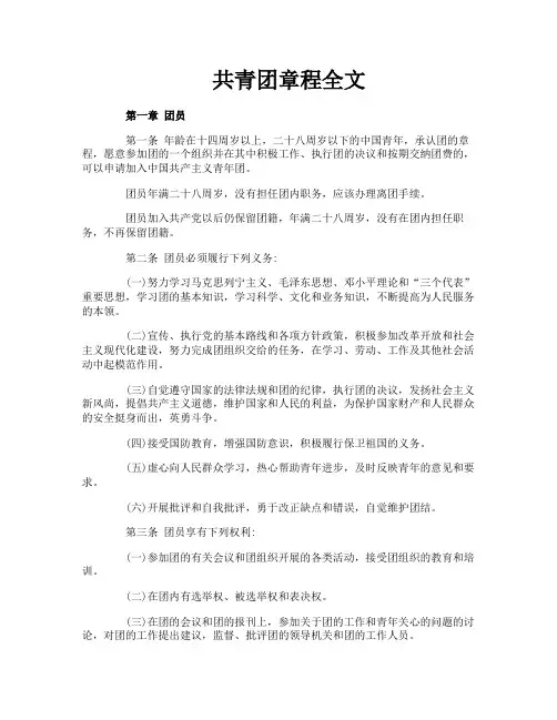 共青团章程全文
