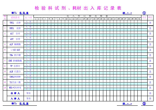 检验科试剂出入库记录表 