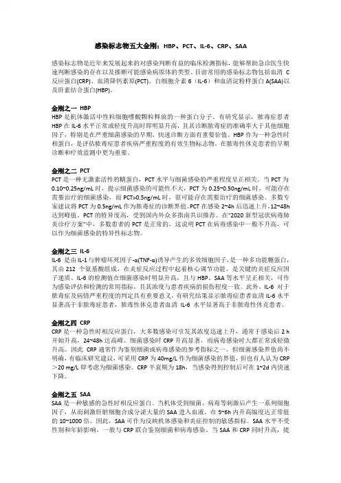 感染标志物五大金刚：HBP、PCT、IL-6、CRP、SAA