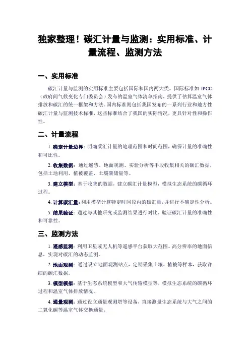 独家整理!碳汇计量与监测：实用标准、计量流程、监测方法