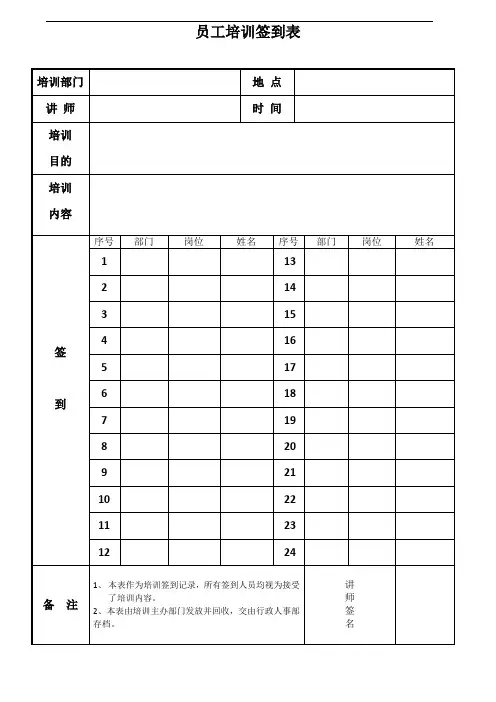 培训表单 - 模板